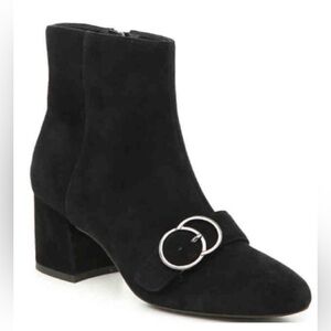 Bleecker & Bond Lacey Black Suede Leather  Heeled Booties Ankle Boots Size 7.5